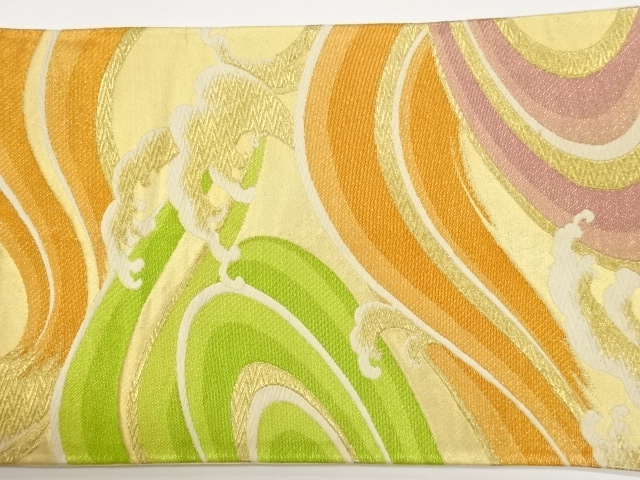  荒波模様織出し袋帯